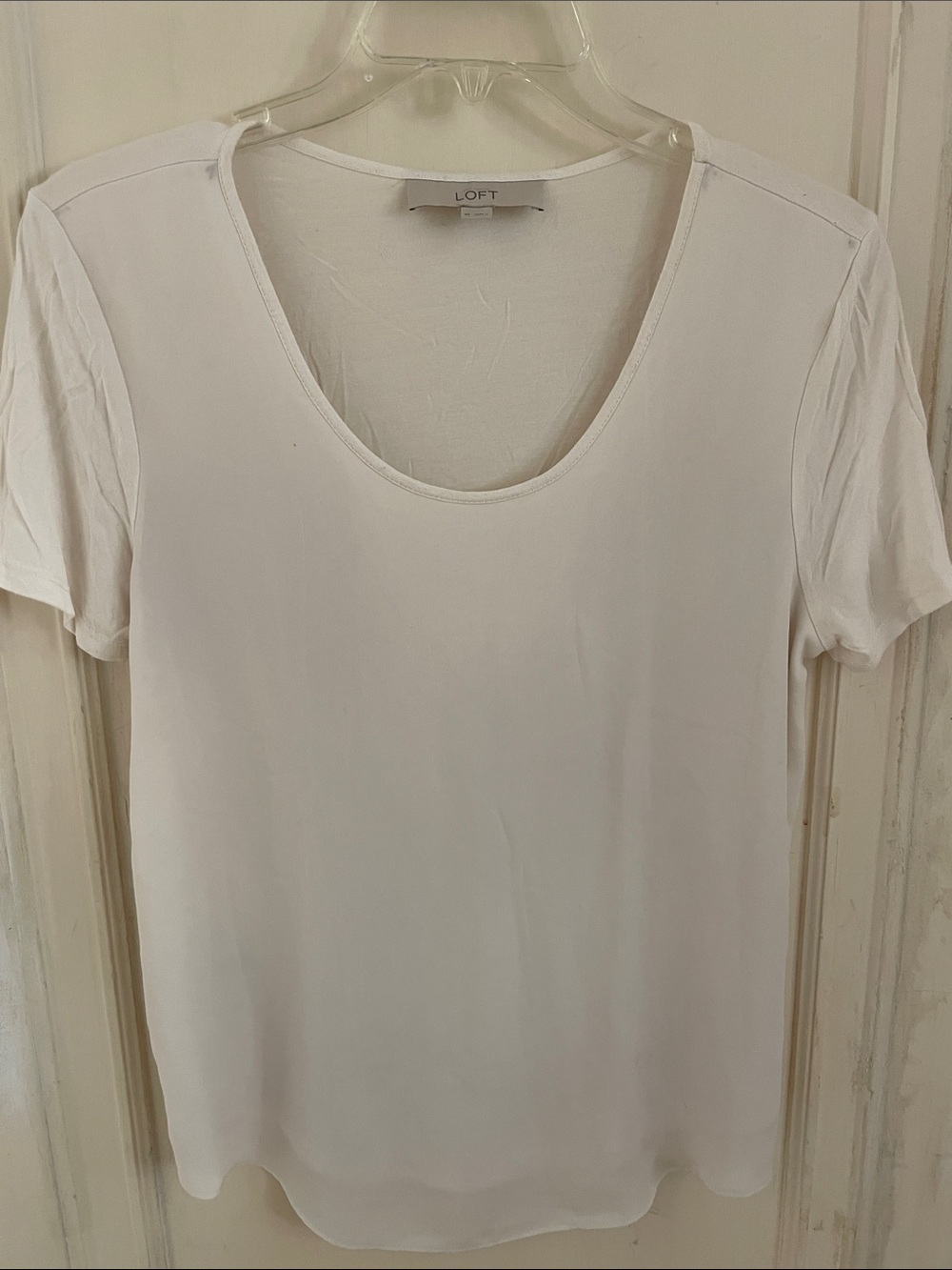 LOFT White Short Sleeve Scoop Neck Tee